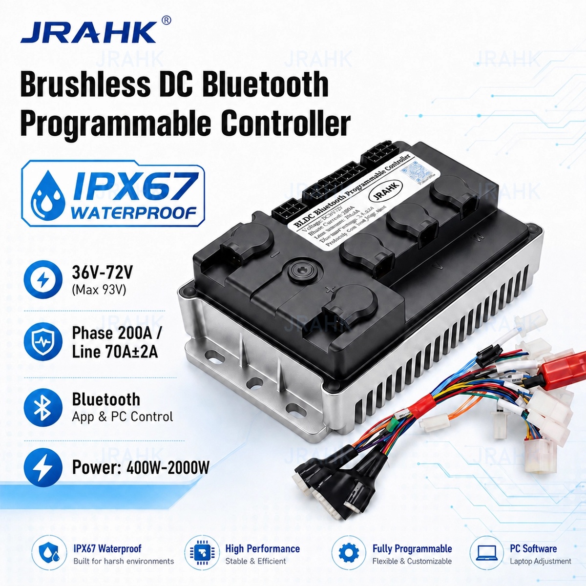 Kelly Kls7230S Controller - JRAHK 36V-72V BLDC Bluetooth Programmable Motor